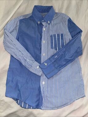 Crewcuts Blue Two-Tone & Striped Button-Down Shirt